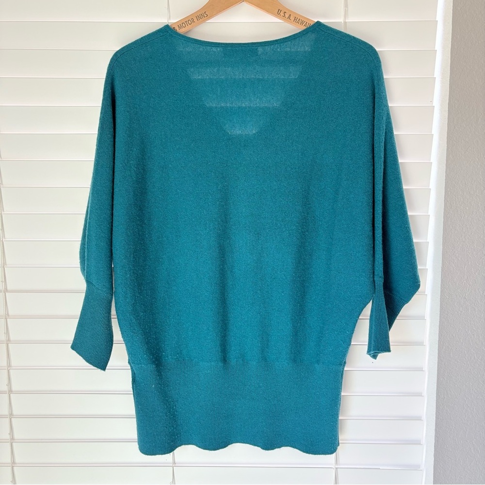 Nordstrom Collection 100% Cashmere Sweater Green 3/4 Sleeves Women’s Size S